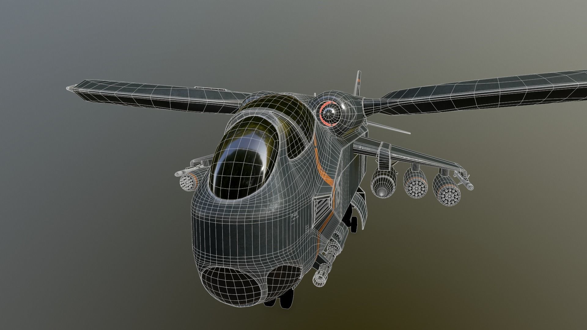 Helicopter Jet Airplane Spaceship Si-Fi Vehicle Space Fighter Low-poly 3D model_36