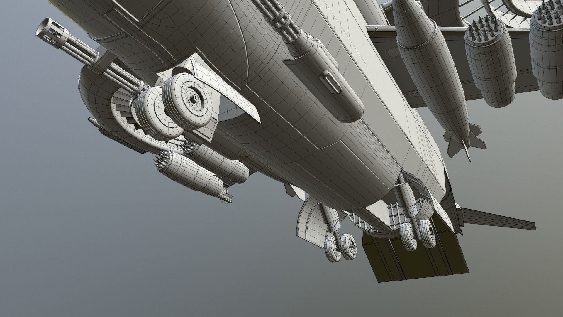 Helicopter Jet Airplane Spaceship Si-Fi Vehicle Space Fighter Low-poly 3D model_41