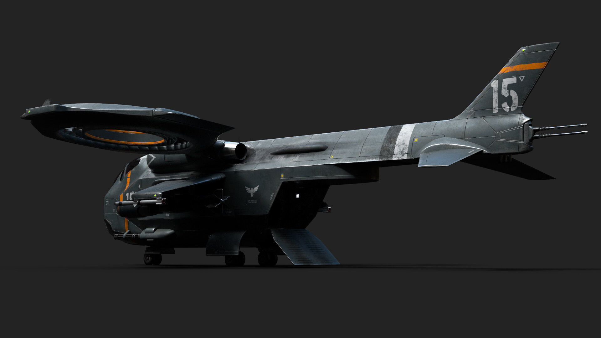 Helicopter Jet Airplane Spaceship Si-Fi Vehicle Space Fighter Low-poly 3D model_8