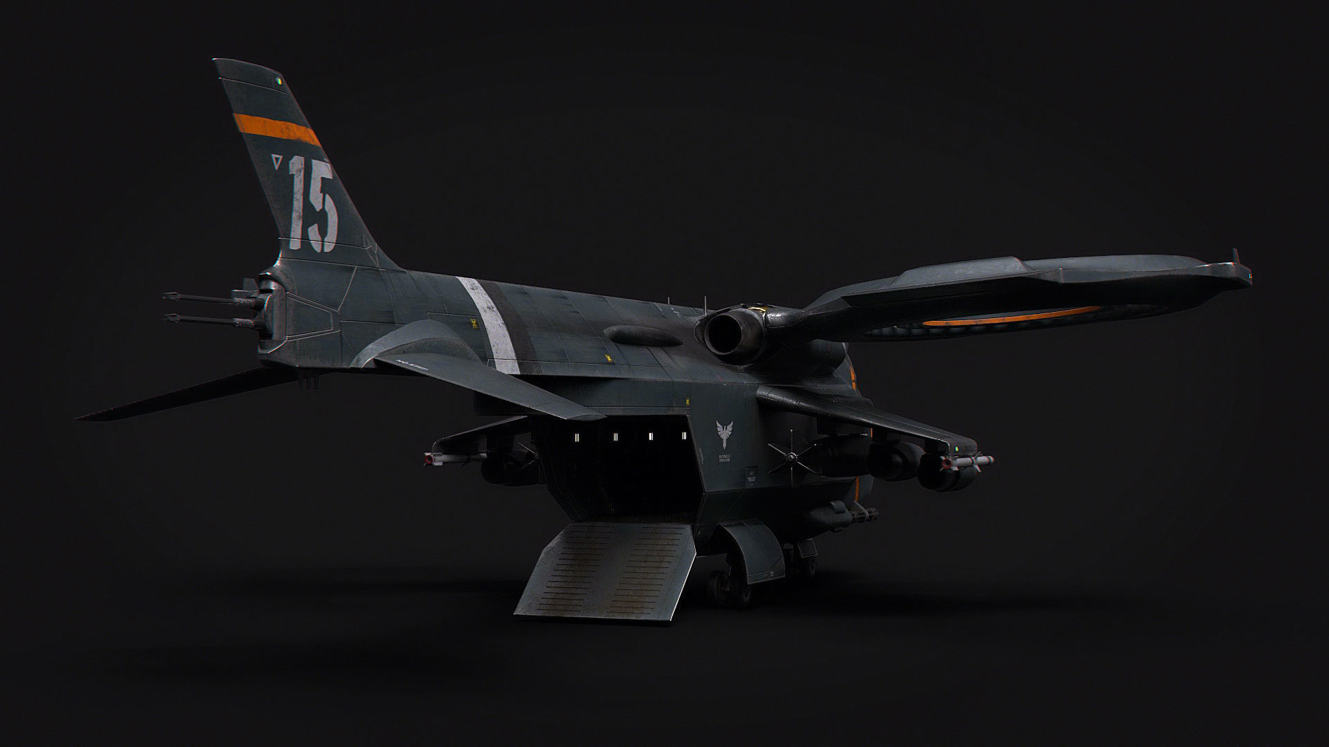 Helicopter Jet Airplane Spaceship Si-Fi Vehicle Space Fighter Low-poly 3D model_31