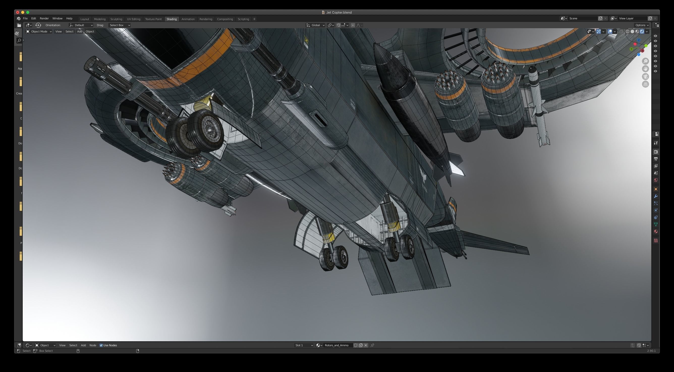 Helicopter Jet Airplane Spaceship Si-Fi Vehicle Space Fighter Low-poly 3D model_23