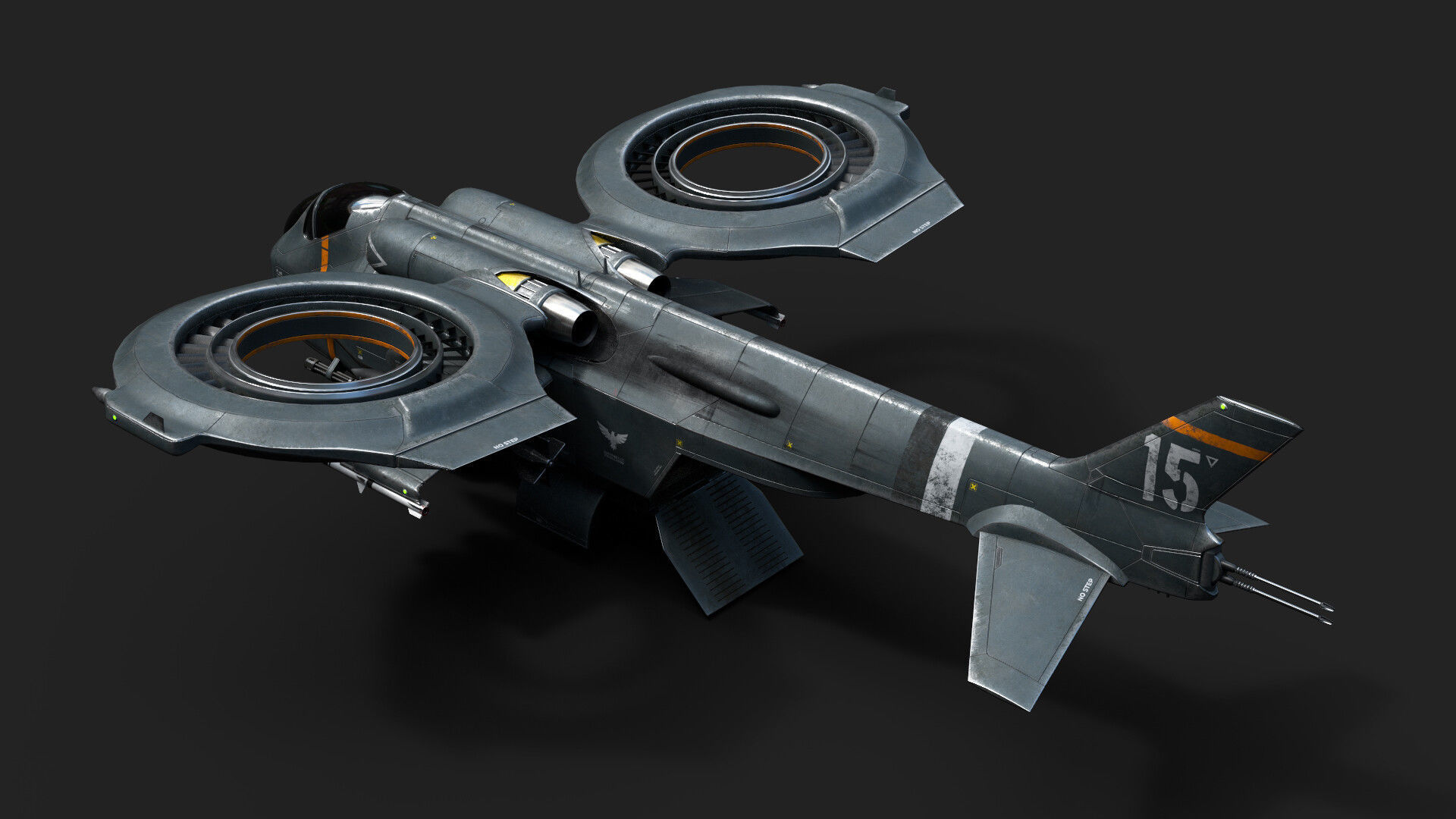 Helicopter Jet Airplane Spaceship Si-Fi Vehicle Space Fighter Low-poly 3D model_4