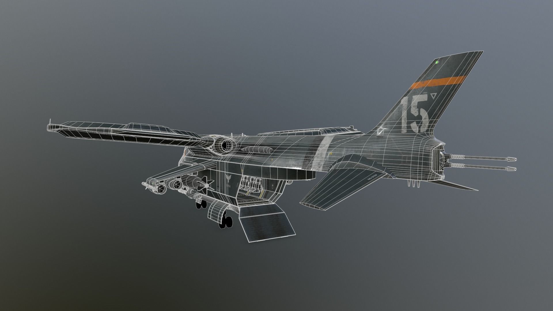 Helicopter Jet Airplane Spaceship Si-Fi Vehicle Space Fighter Low-poly 3D model_42