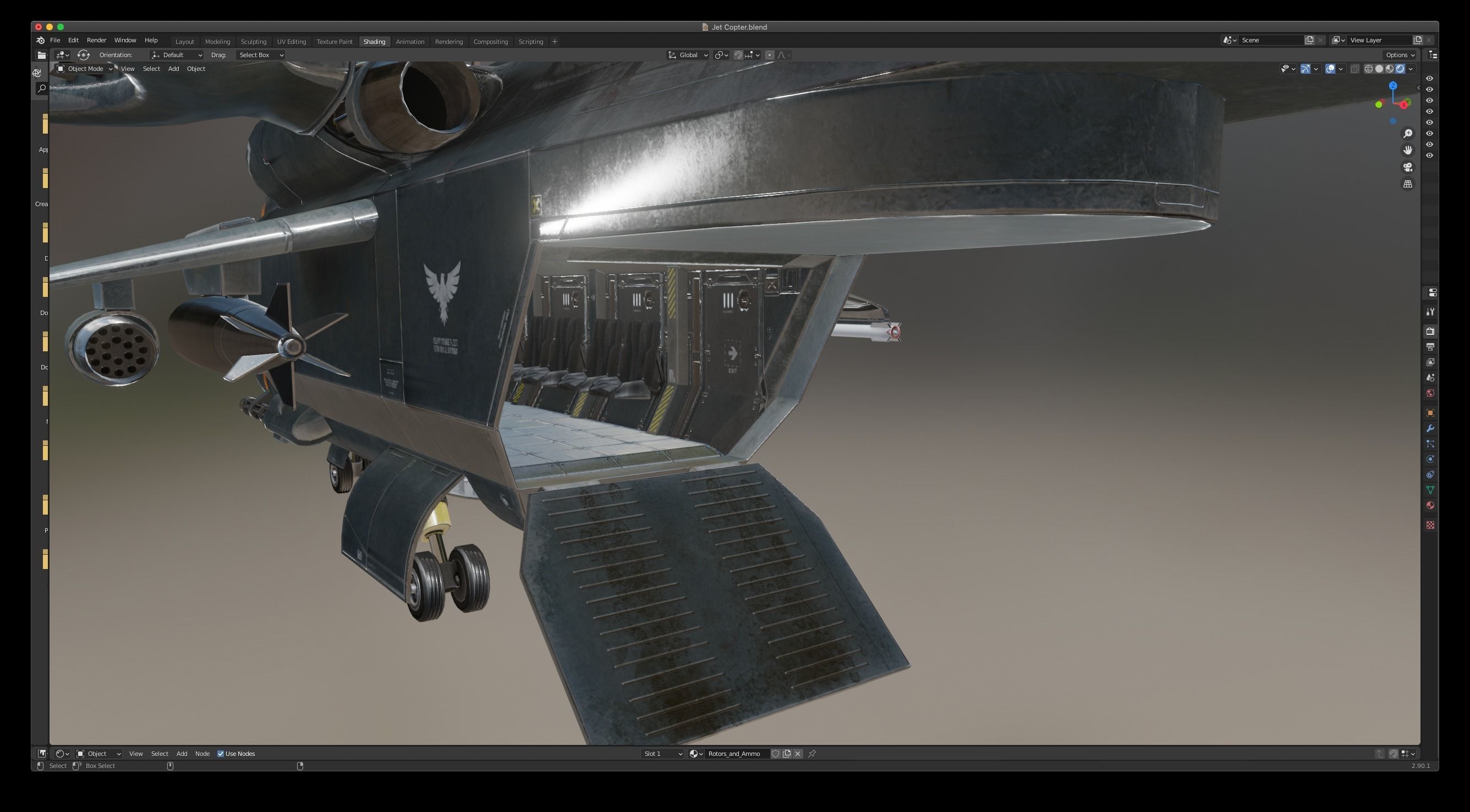 Helicopter Jet Airplane Spaceship Si-Fi Vehicle Space Fighter Low-poly 3D model_24