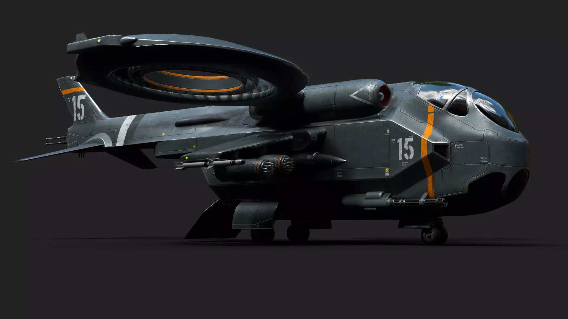 Helicopter Jet Airplane Spaceship Si-Fi Vehicle Space Fighter Low-poly 3D model_0