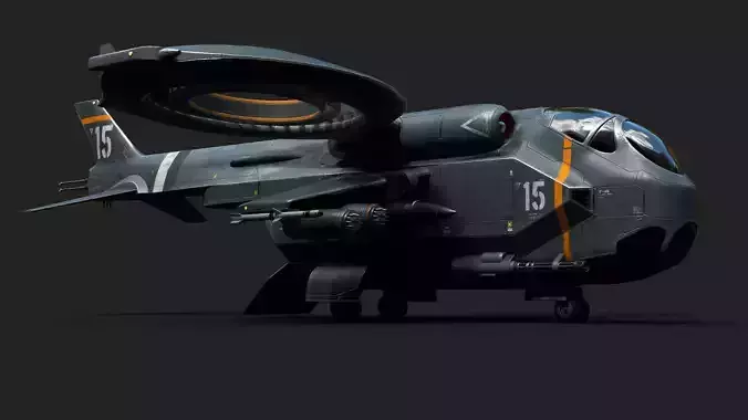 Helicopter Jet Airplane Spaceship Si-Fi Vehicle Space Fighter Low-poly 3D model