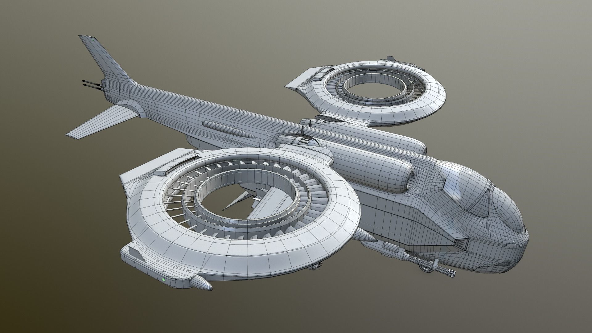 Helicopter Jet Airplane Spaceship Si-Fi Vehicle Space Fighter Low-poly 3D model_38