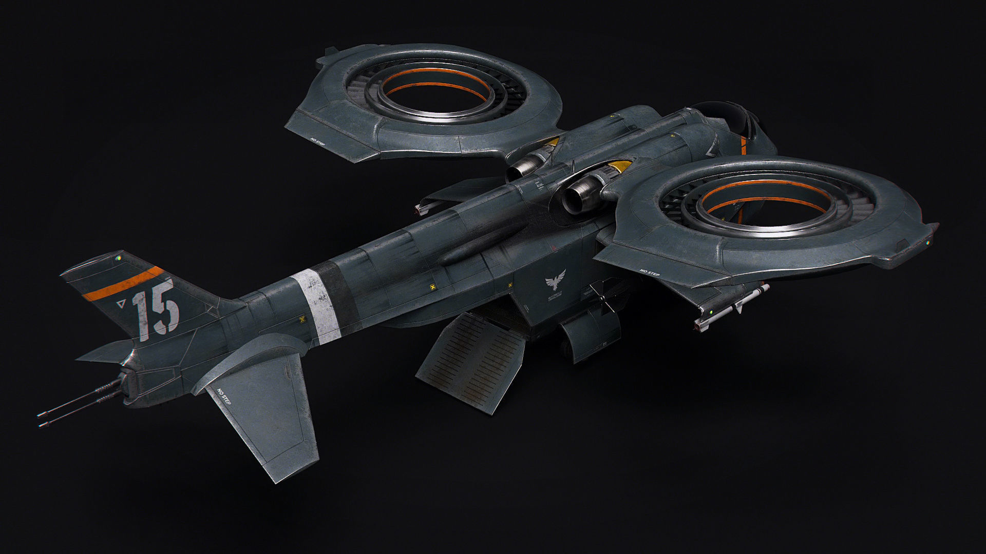 Helicopter Jet Airplane Spaceship Si-Fi Vehicle Space Fighter Low-poly 3D model_28