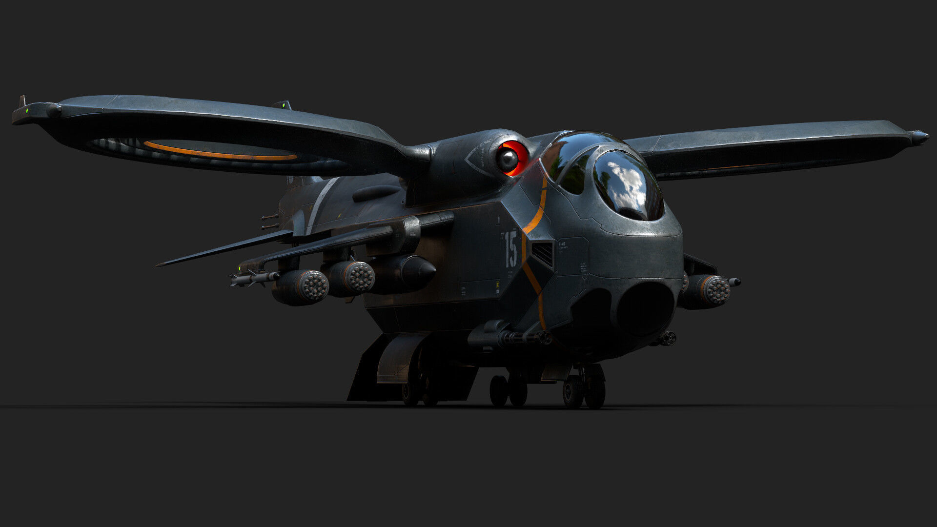 Helicopter Jet Airplane Spaceship Si-Fi Vehicle Space Fighter Low-poly 3D model_2