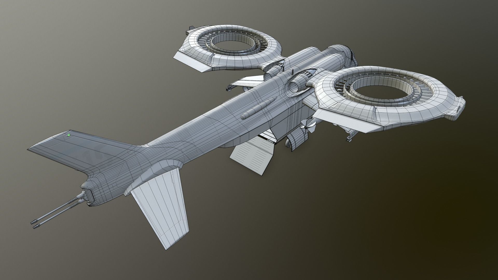 Helicopter Jet Airplane Spaceship Si-Fi Vehicle Space Fighter Low-poly 3D model_35