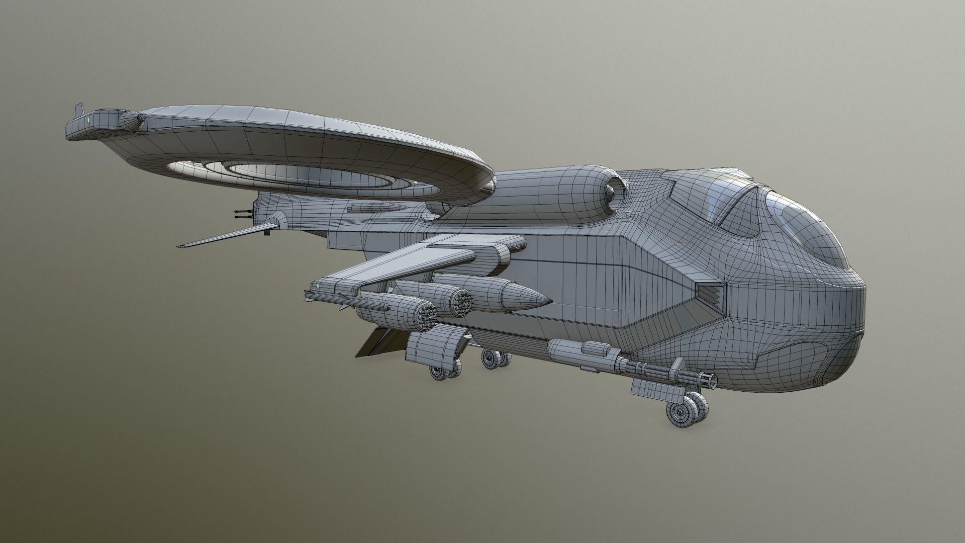 Helicopter Jet Airplane Spaceship Si-Fi Vehicle Space Fighter Low-poly 3D model_37