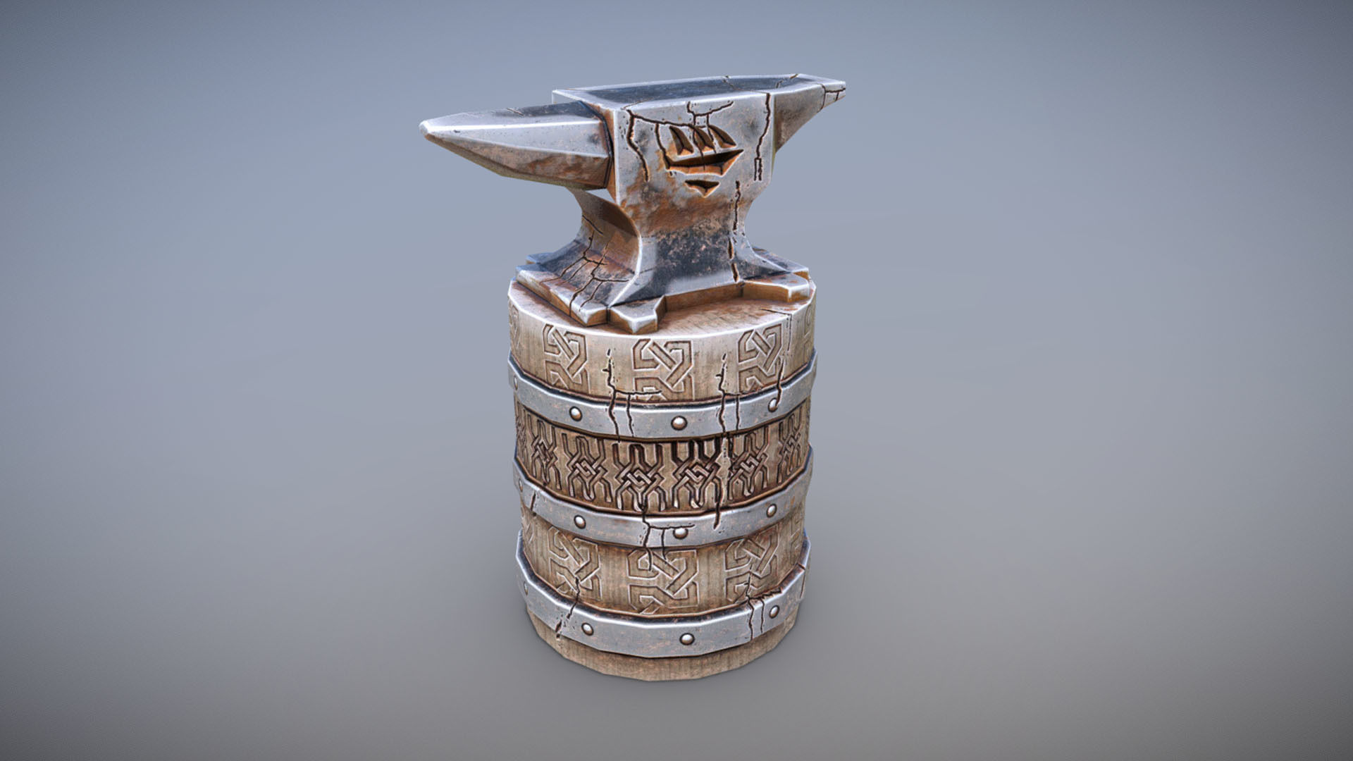 Anvil barrel Low-poly 3D model_3
