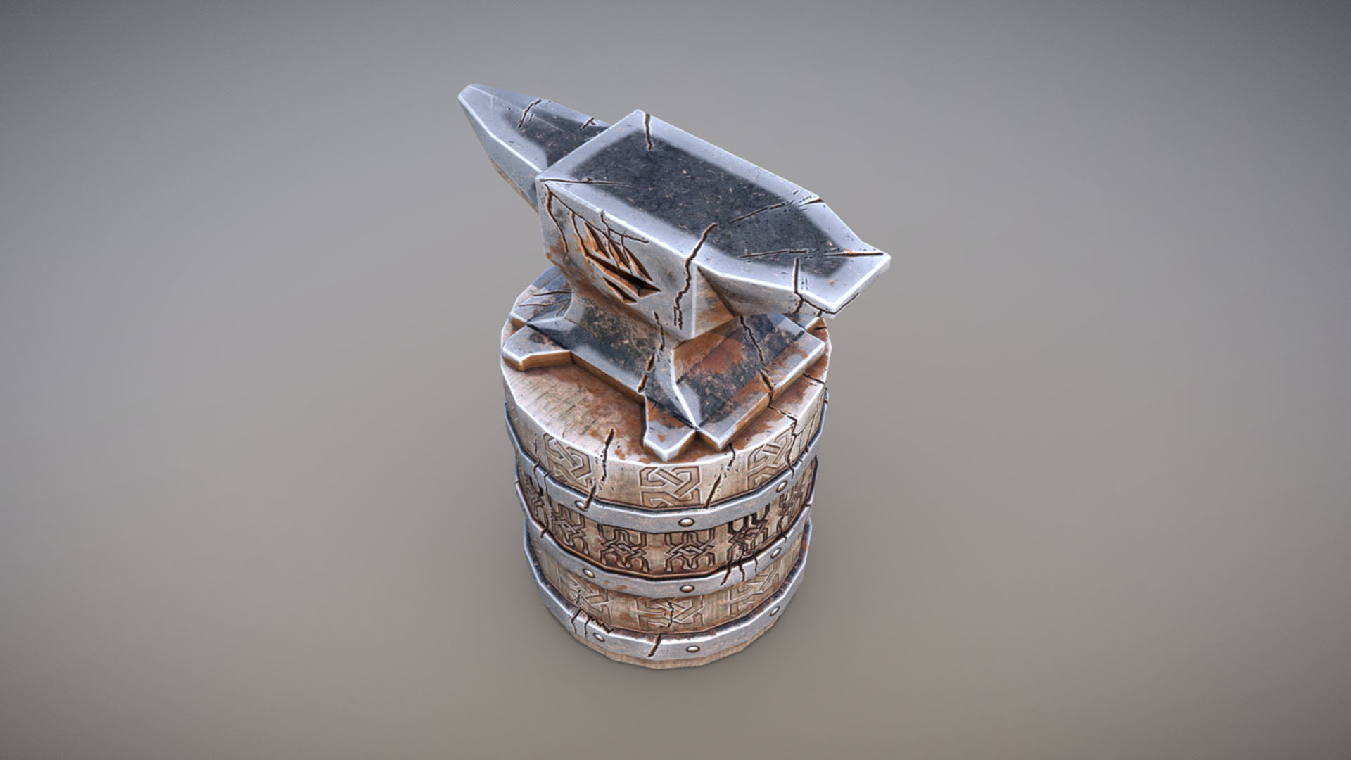 Anvil barrel Low-poly 3D model_4