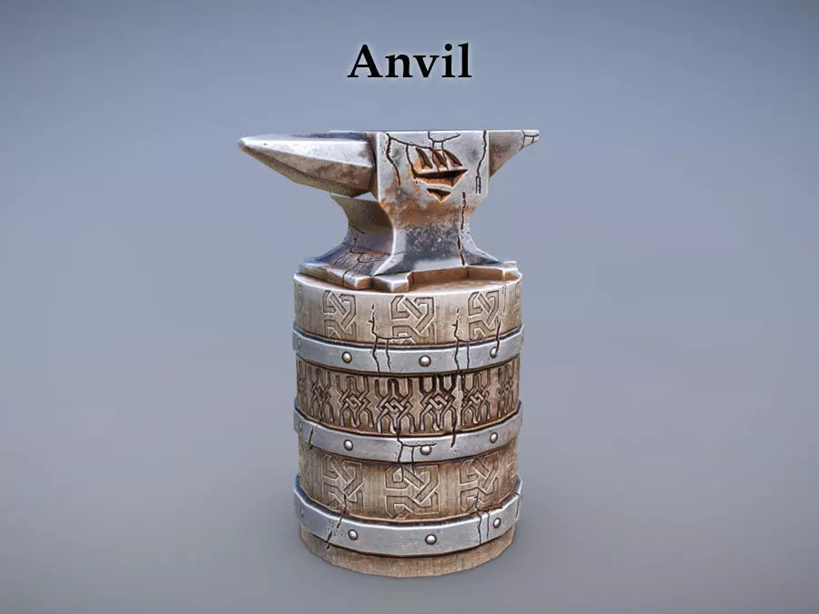 Anvil barrel Low-poly 3D model_0