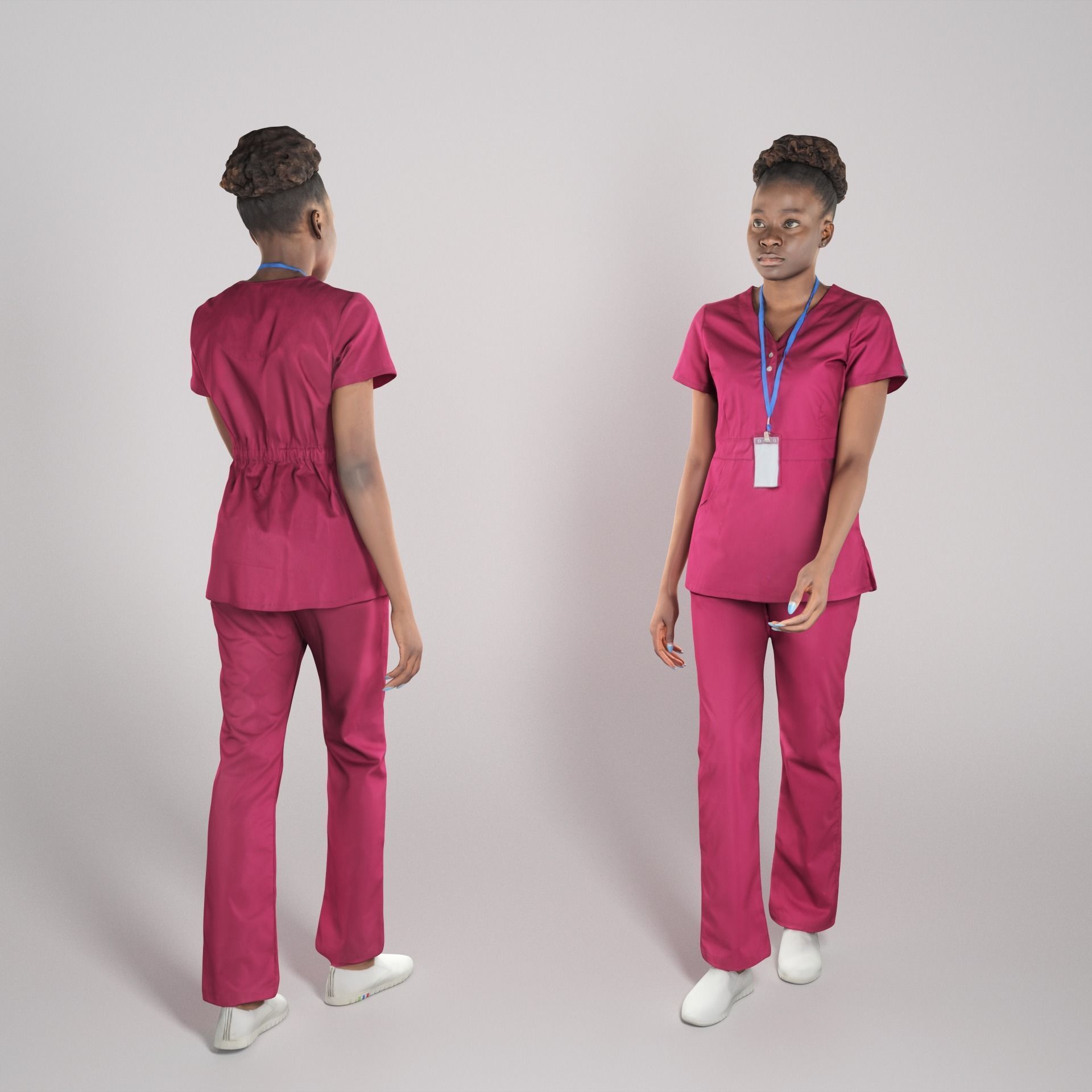 Young african woman in surgical uniform walking 242 Low-poly 3D model_1