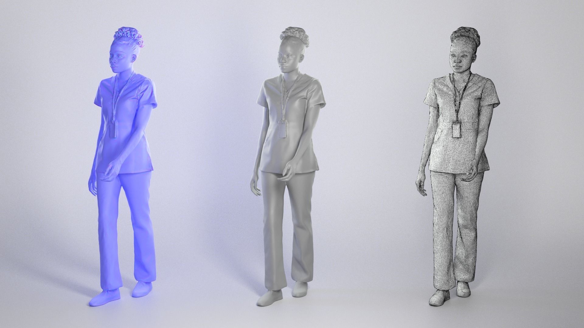 Young african woman in surgical uniform walking 242 Low-poly 3D model_3