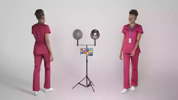 Young african woman in surgical uniform walking 242 Low-poly 3D model