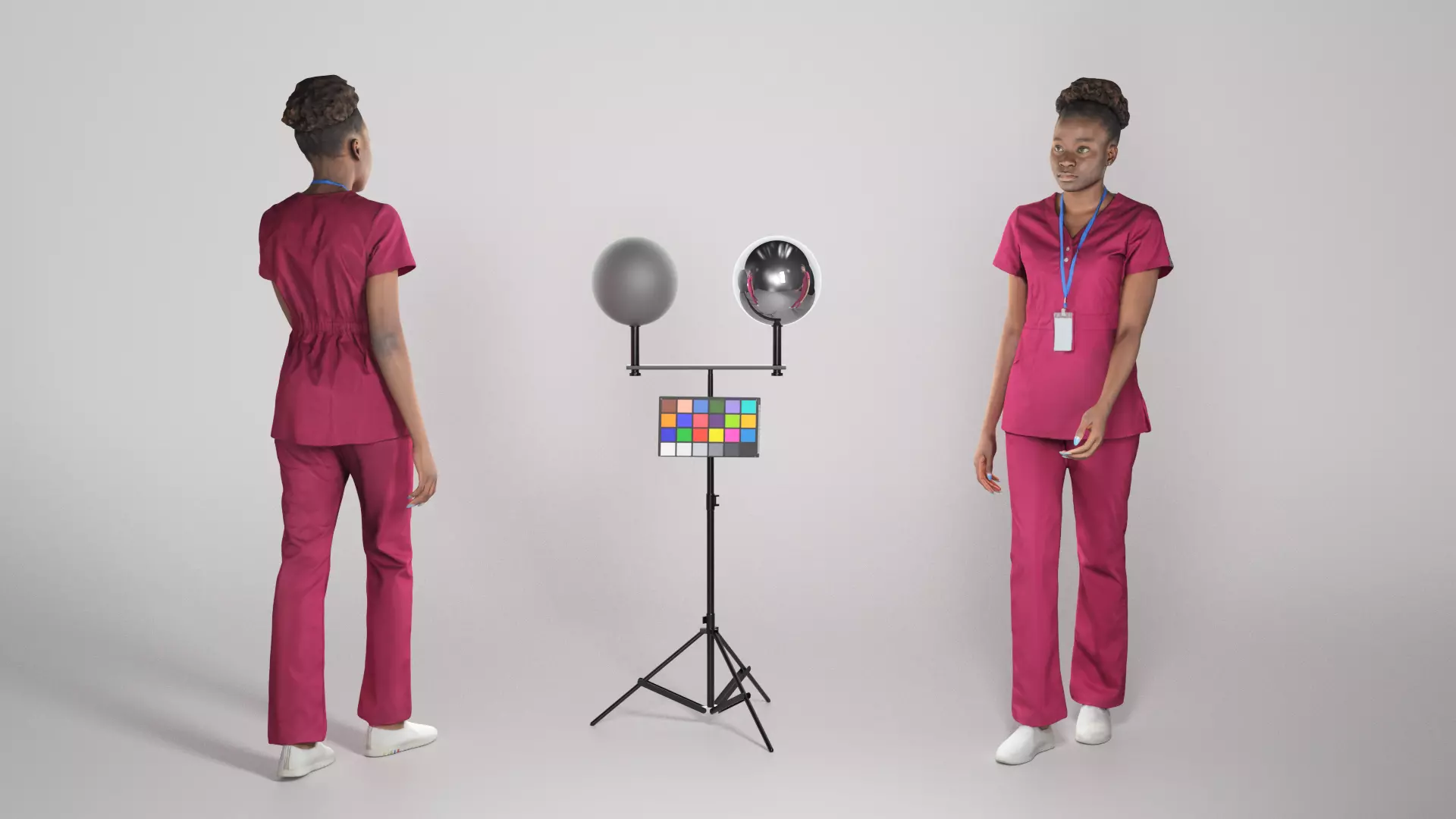 Young african woman in surgical uniform walking 242 Low-poly 3D model_0