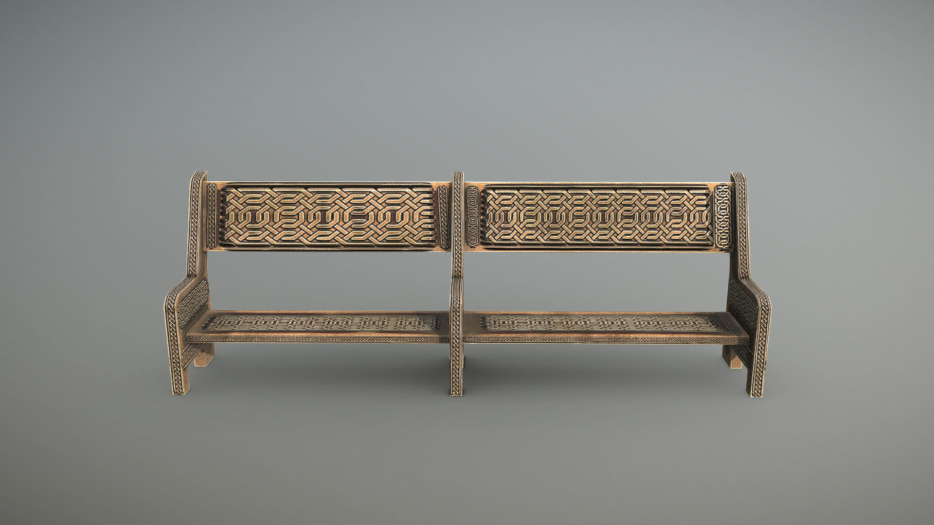 Bench wooden Low-poly 3D model_1