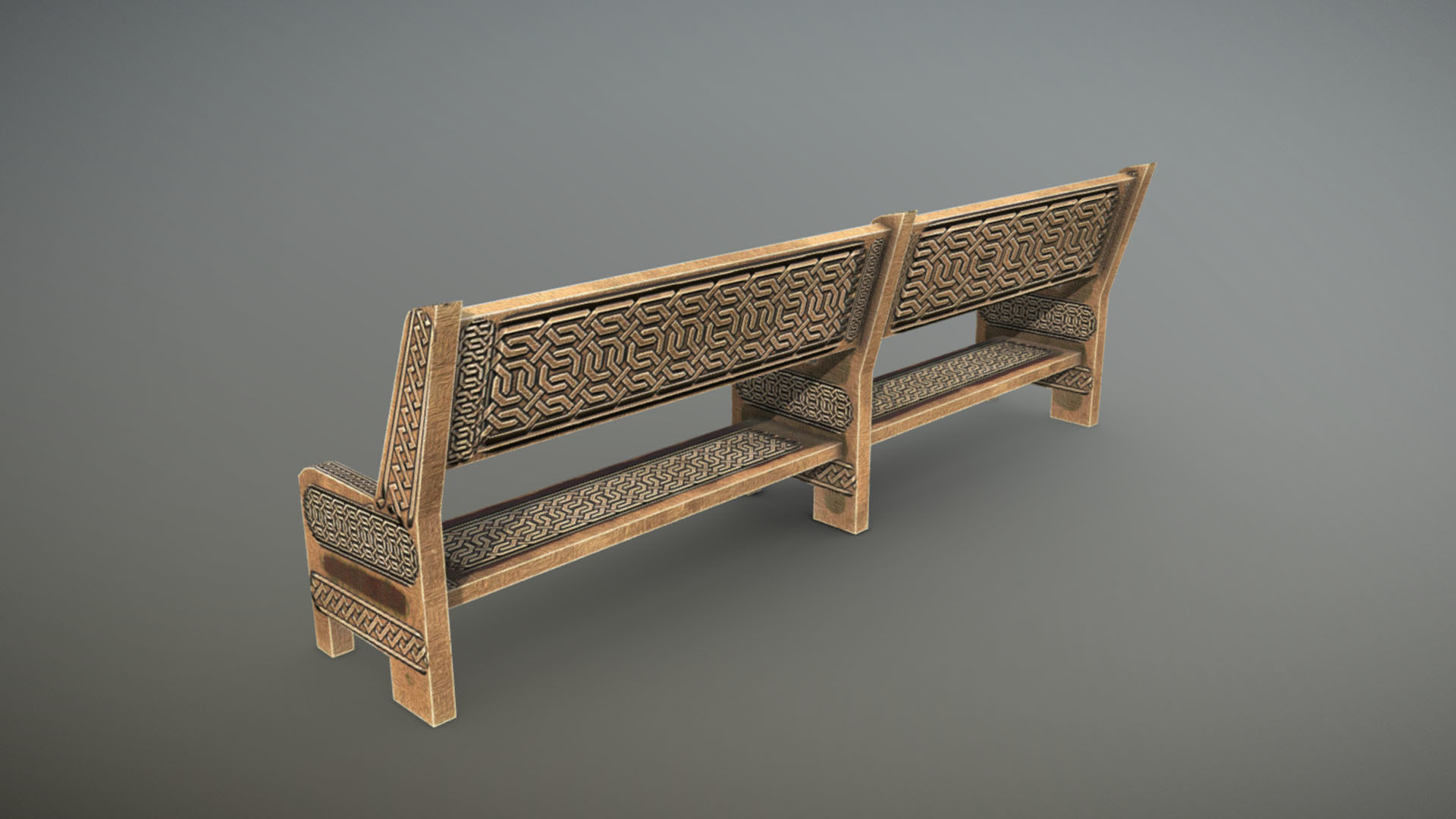 Bench wooden Low-poly 3D model_4