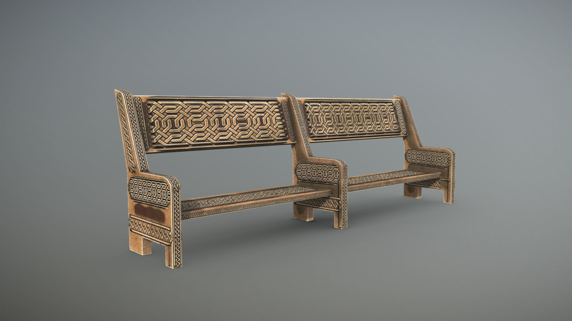 Bench wooden Low-poly 3D model_2