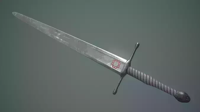 Red clan medieval fantasy sword Low-poly 3D model