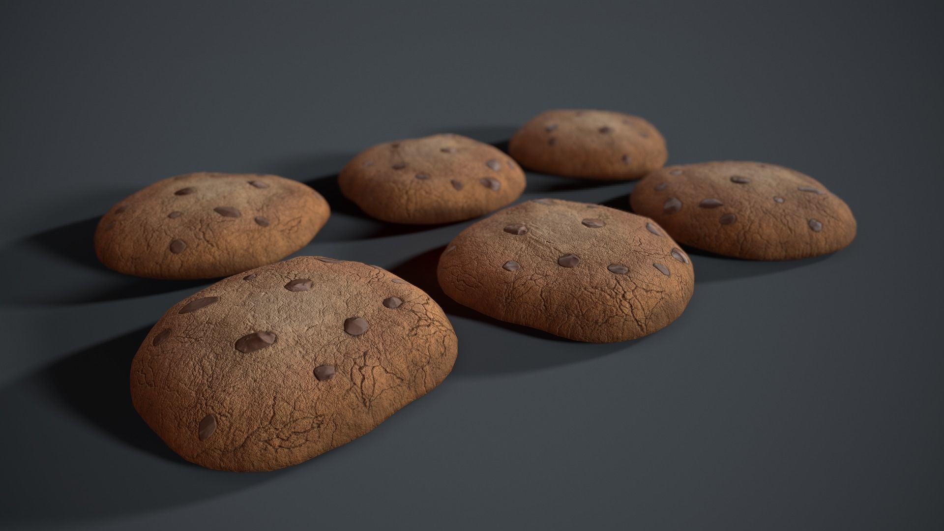Chocolate Chip Cookie Low-poly 3D model_7
