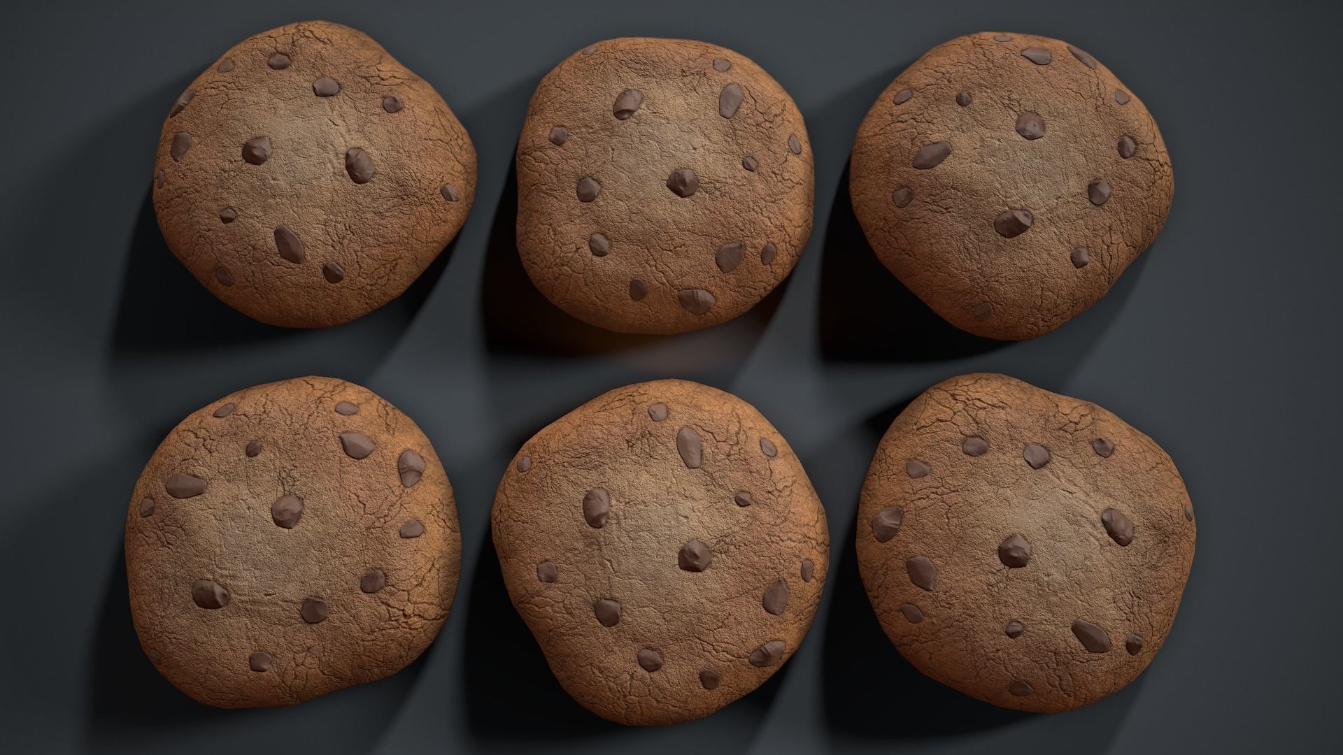 Chocolate Chip Cookie Low-poly 3D model_9