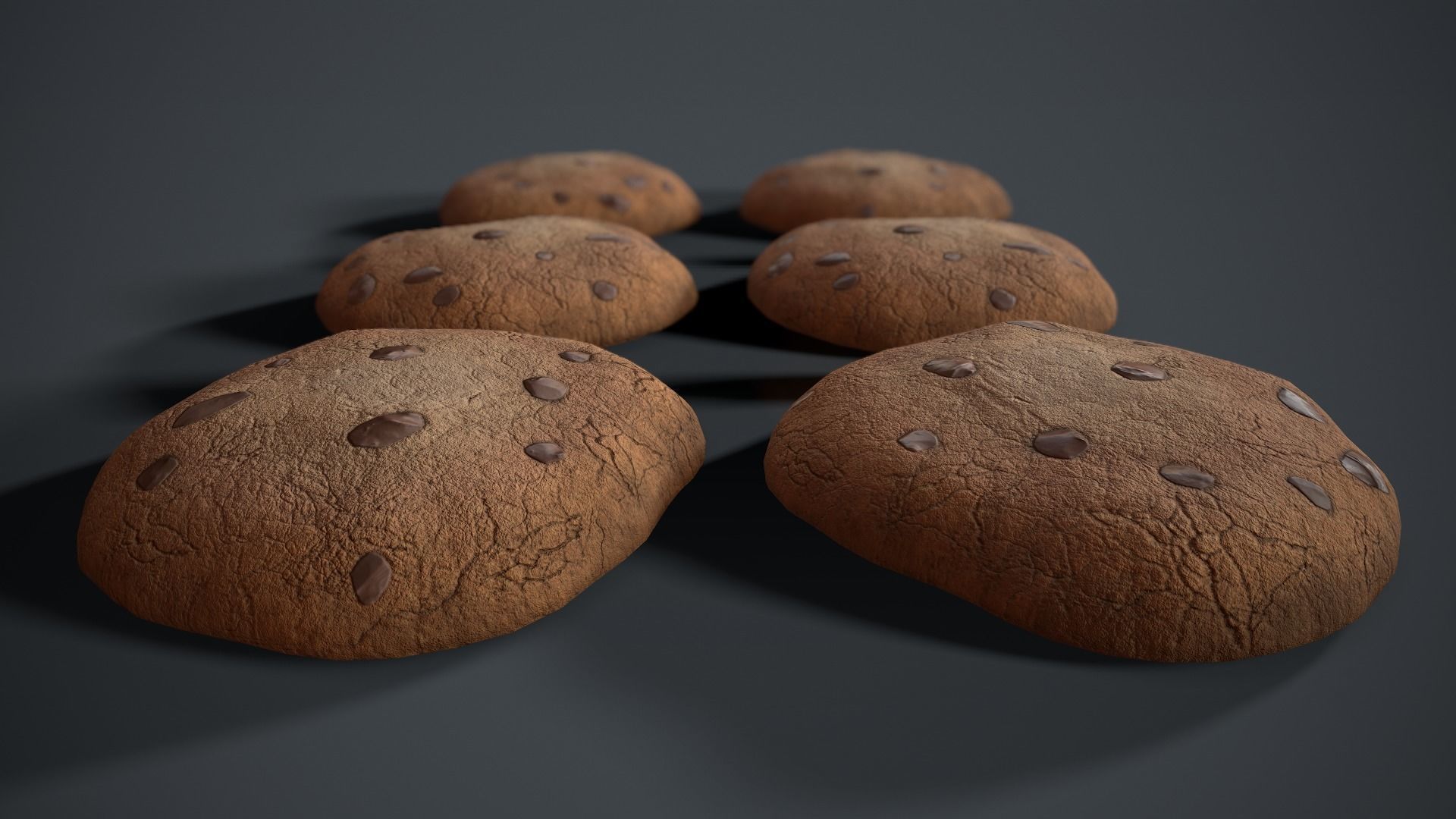 Chocolate Chip Cookie Low-poly 3D model_8