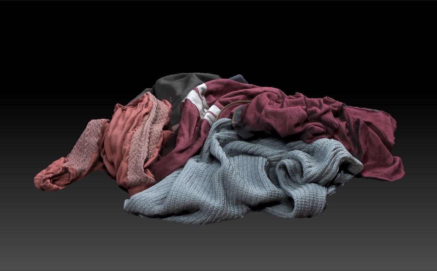 Pile of Cloths 4 Low-poly 3D model_3