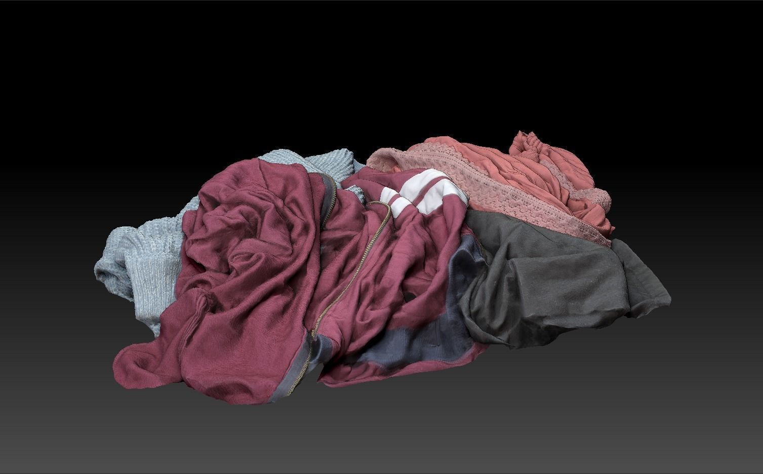 Pile of Cloths 4 Low-poly 3D model_6