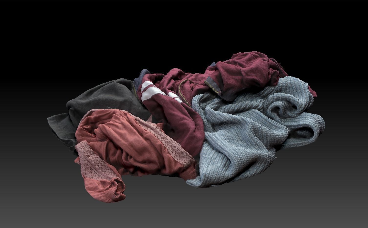 Pile of Cloths 4 Low-poly 3D model_2