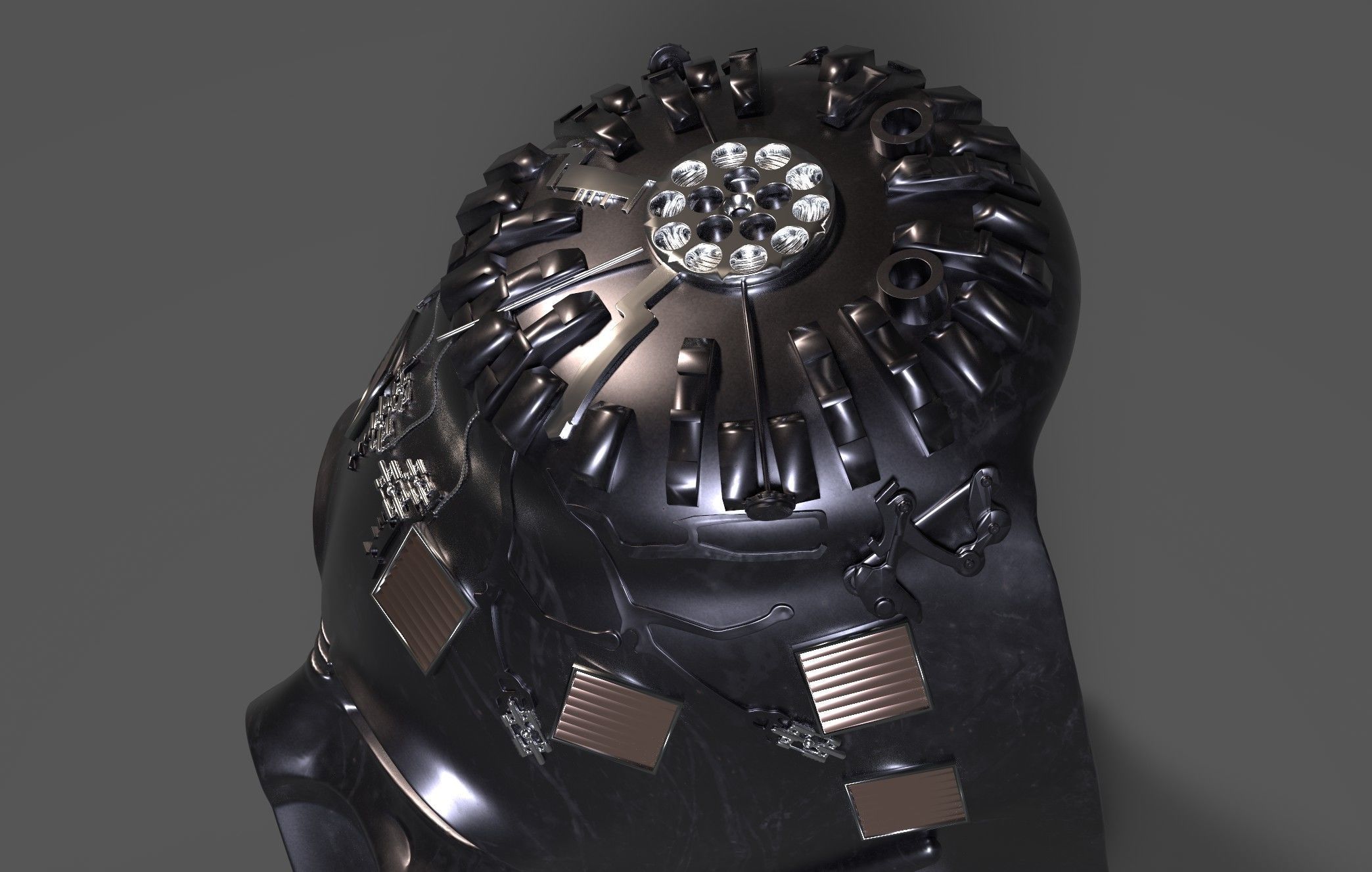 Darth Vader Helmet ANH wearable and stand with chest armor 3D print model_14