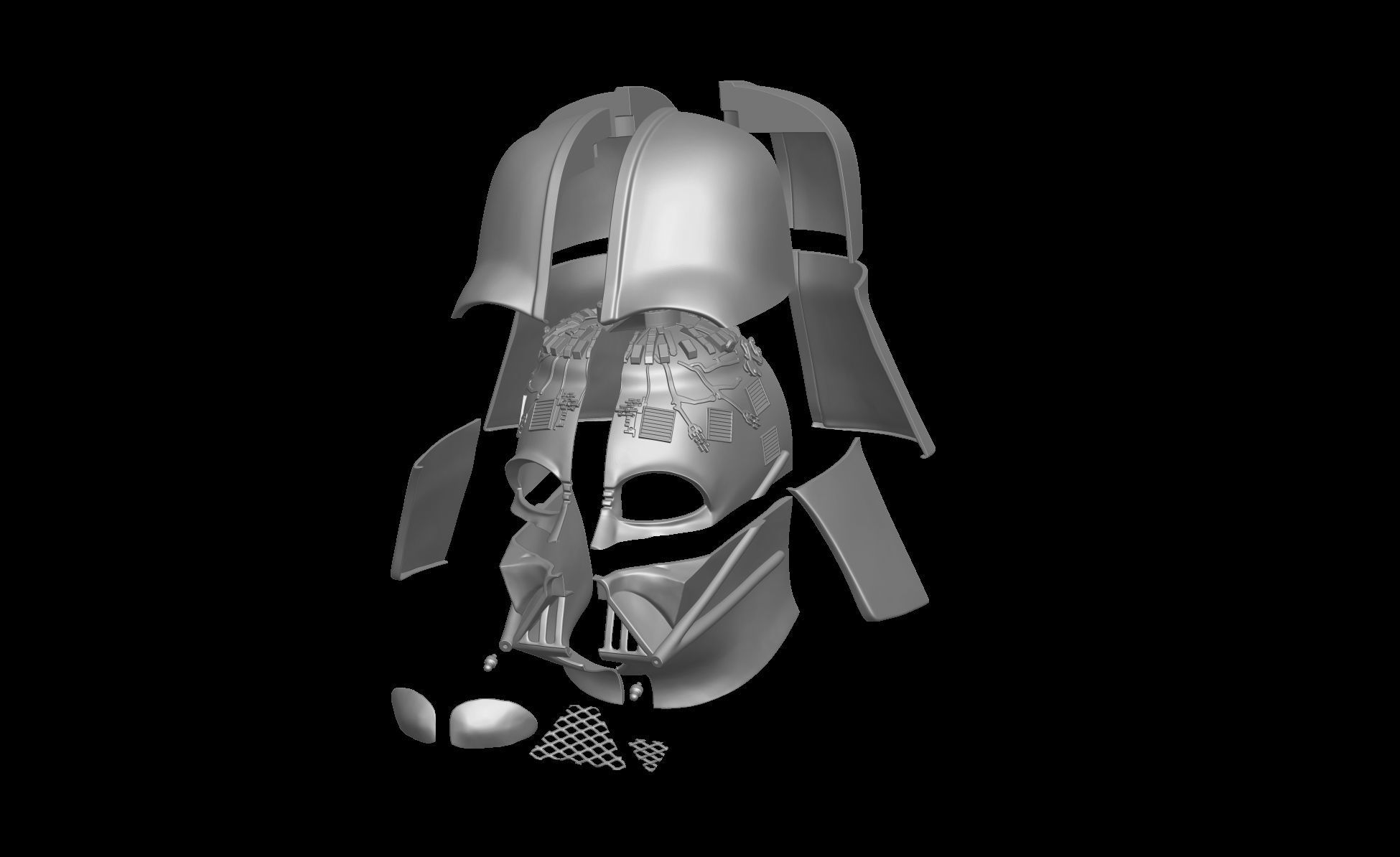 Darth Vader Helmet ANH wearable and stand with chest armor 3D print model_9