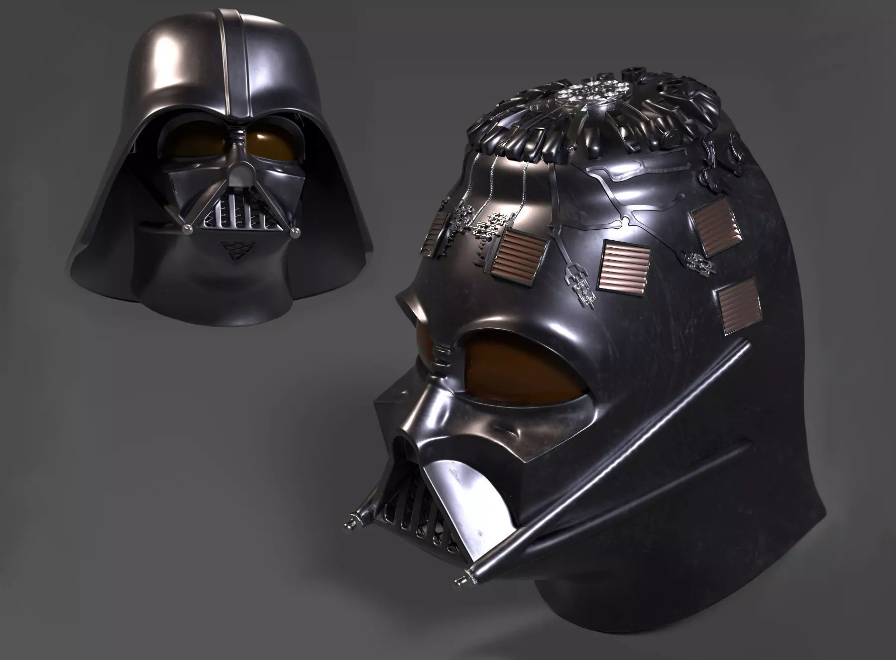 Darth Vader Helmet ANH wearable and stand with chest armor 3D print model_0