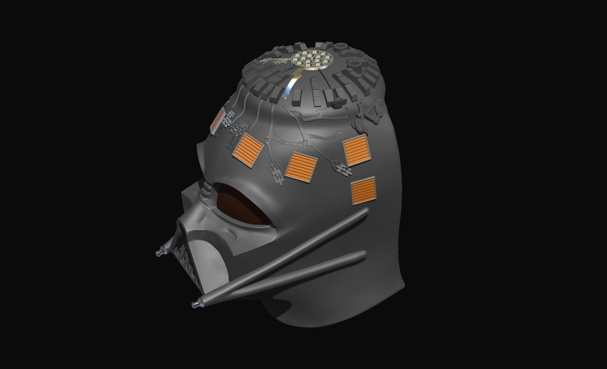 Darth Vader Helmet ANH wearable and stand with chest armor 3D print model_3
