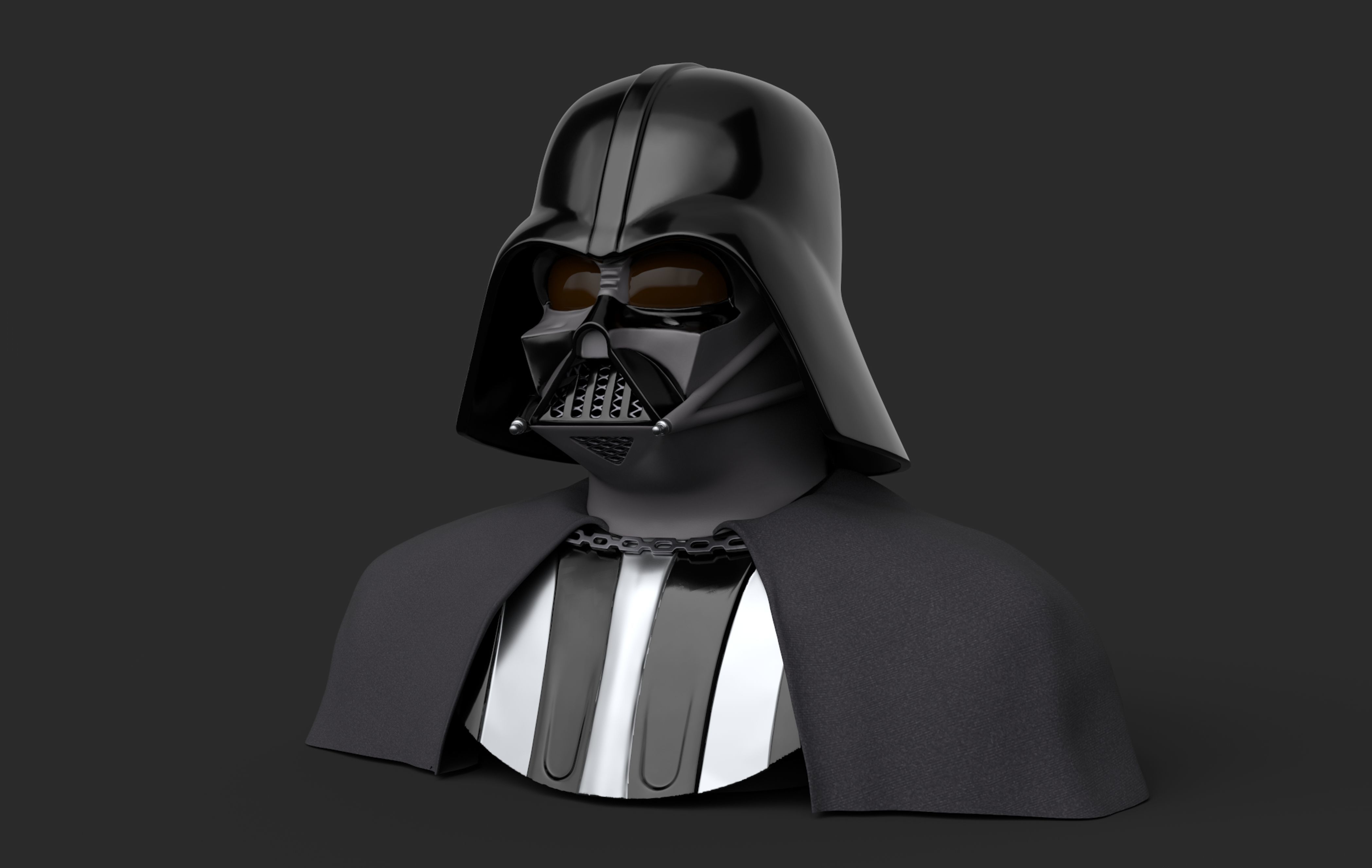 Darth Vader Helmet ANH wearable and stand with chest armor 3D print model_5