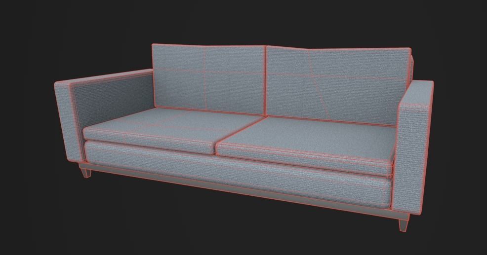 Simple couch Free low-poly 3D model_2