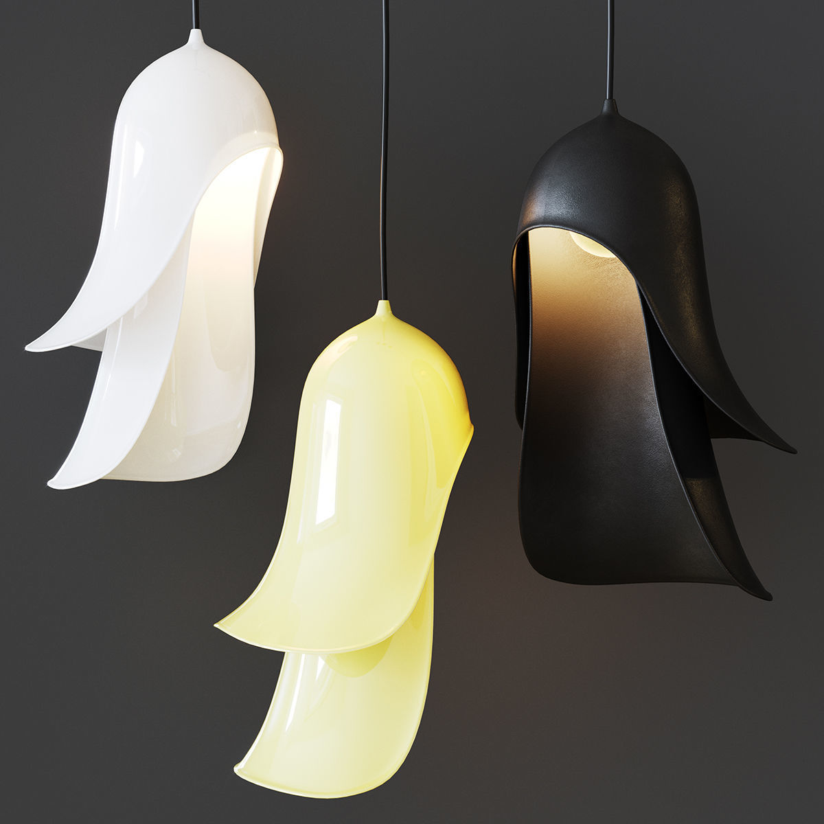 Mustache Cape pendant lamp 3D model_2