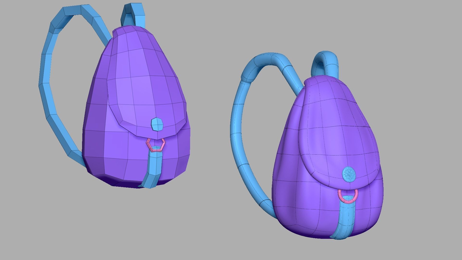 Female Yellow Backpack - Sunflower - Character Low-poly 3D model_10
