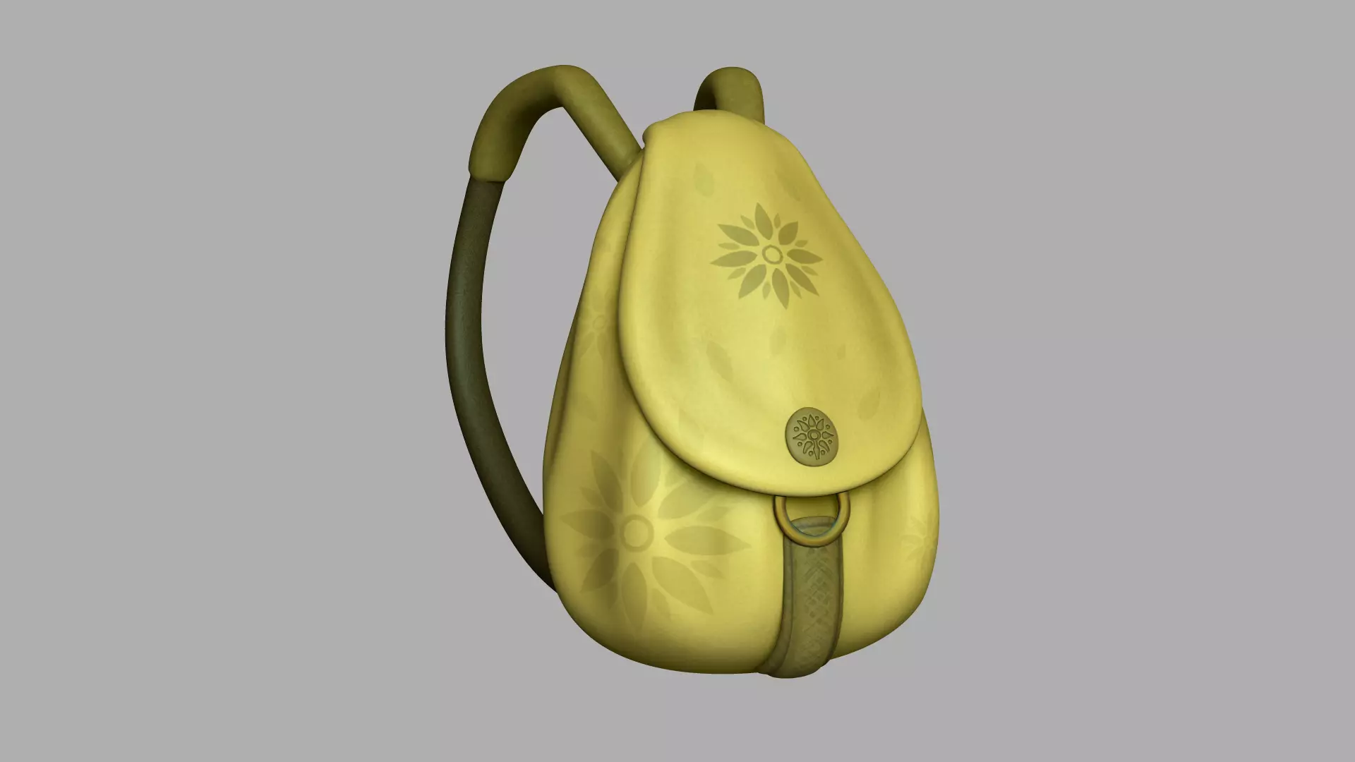 Female Yellow Backpack - Sunflower - Character Low-poly 3D model_0