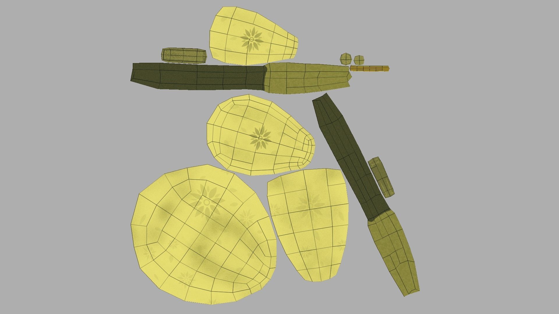 Female Yellow Backpack - Sunflower - Character Low-poly 3D model_13