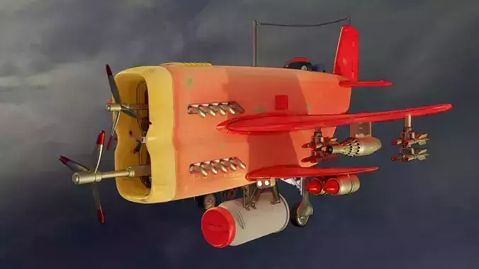 Helicopter with guns and missiles Low-poly 3D model