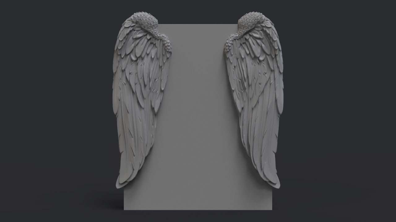 angel wing headstone 3D print model_1