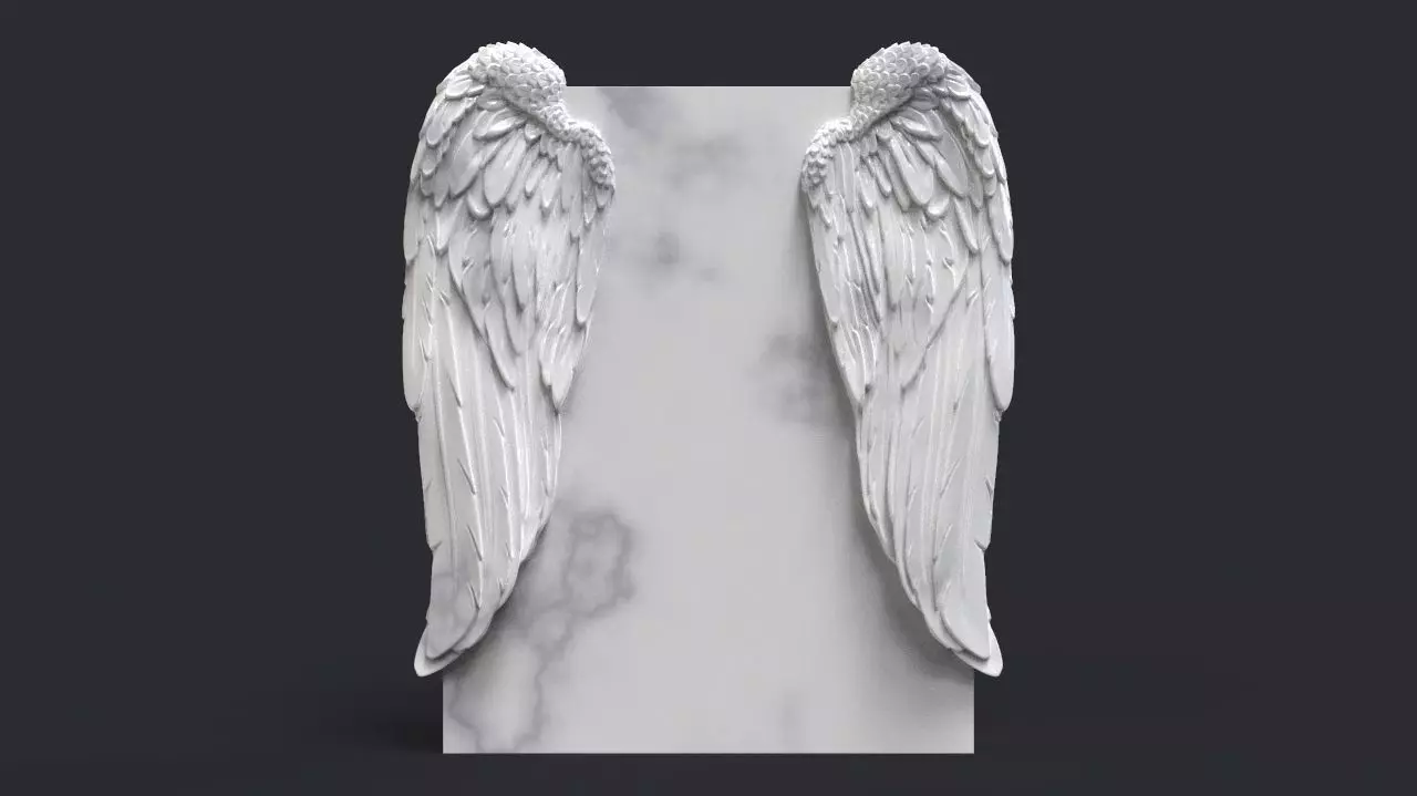 angel wing headstone 3D print model_0