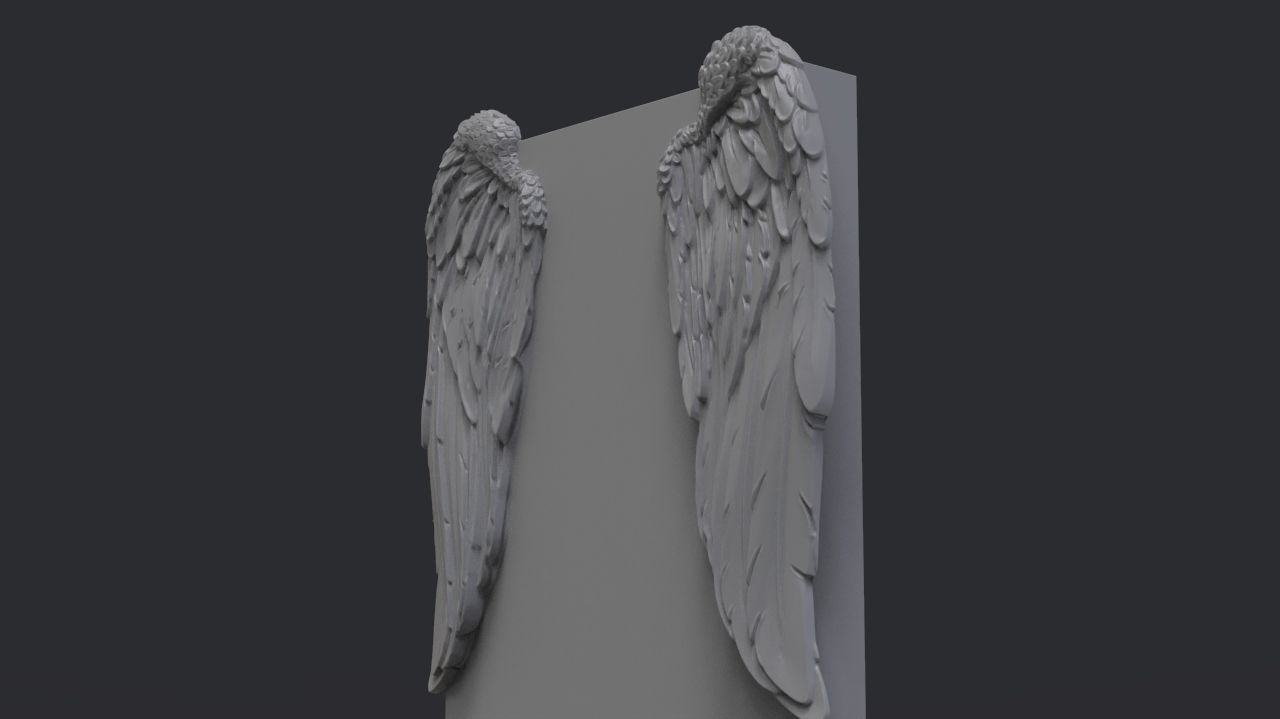 angel wing headstone 3D print model_3
