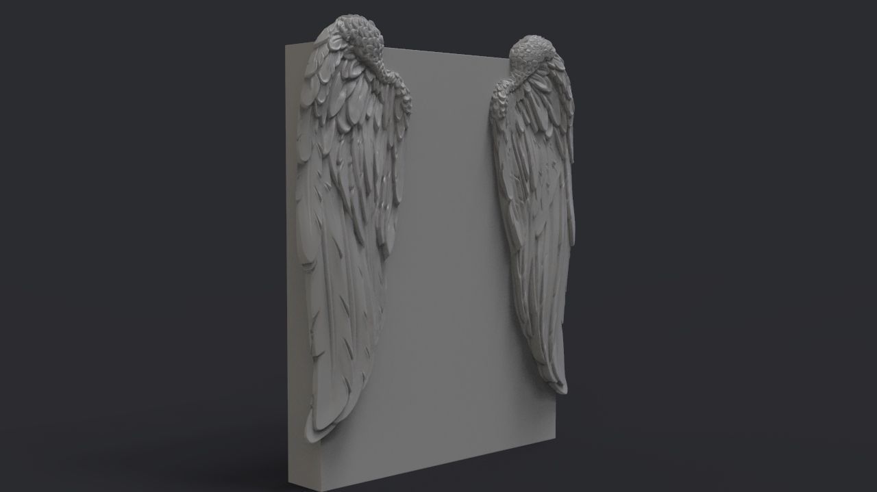 angel wing headstone 3D print model_2