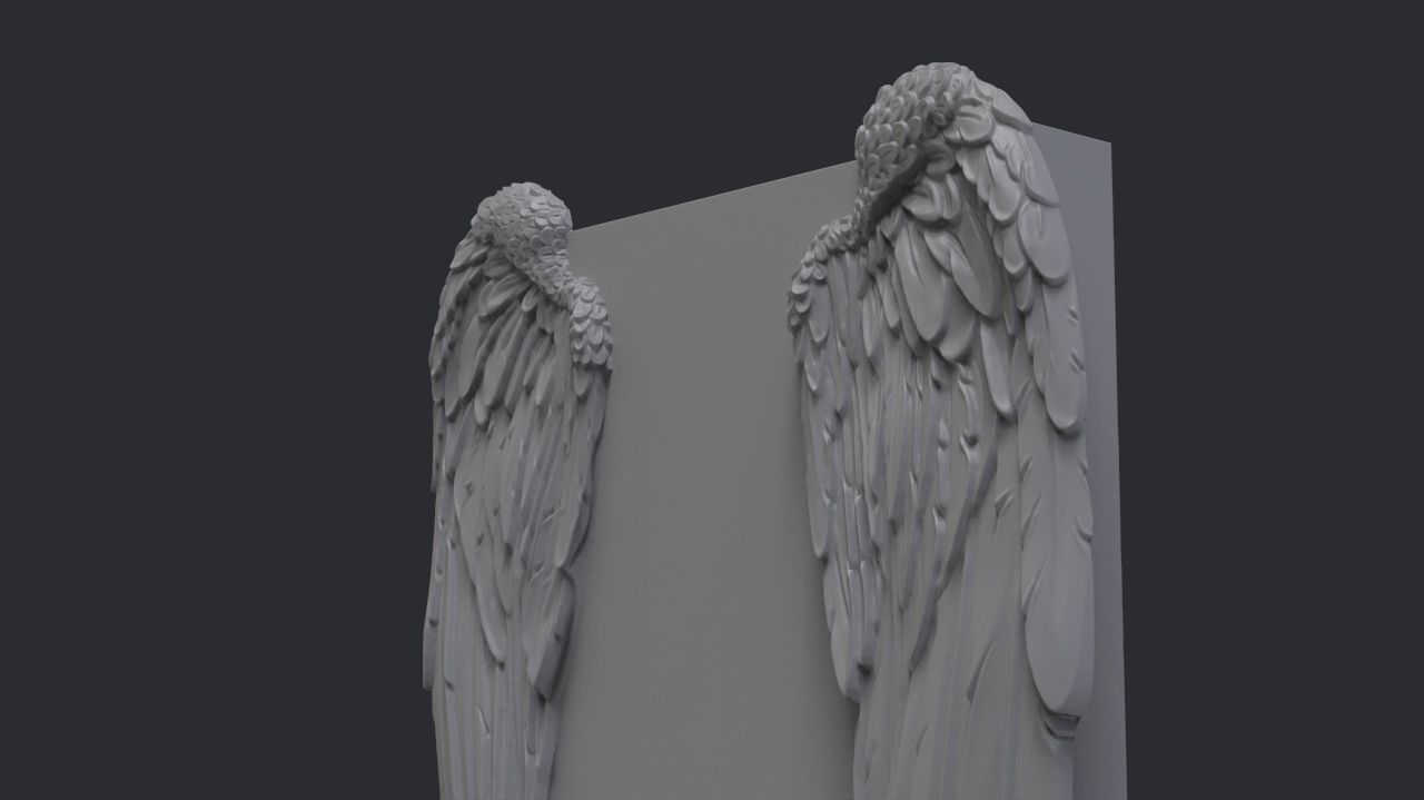 angel wing headstone 3D print model_4