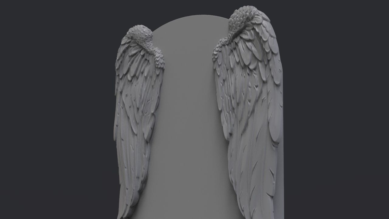 Angel wings headstone 3D print model_4