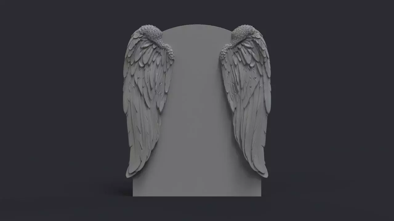 Angel wings headstone 3D print model_0